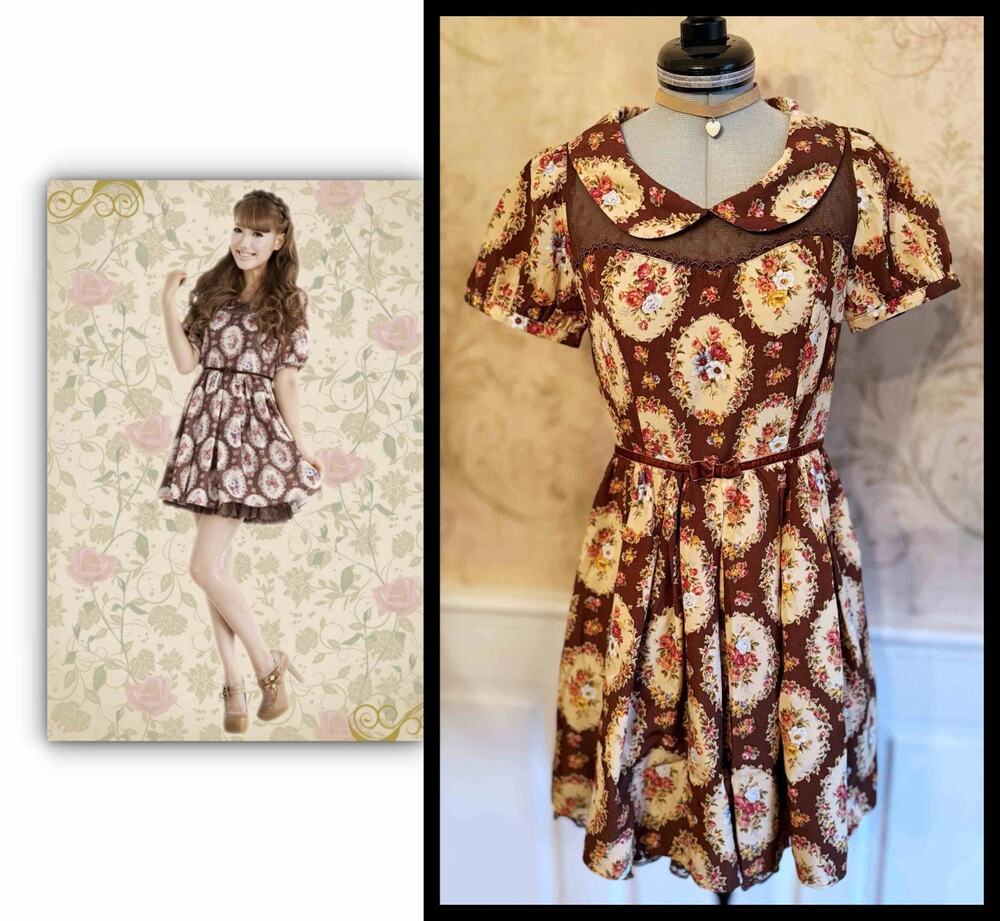 Liz Lisa Floral Puff Sleeve Dress J Fashion Gyaru Himekaji Antique Rose Japan